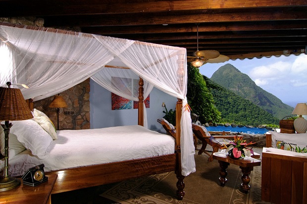 Shots of the Caribbean five star Ladera Resort in St. Lucia